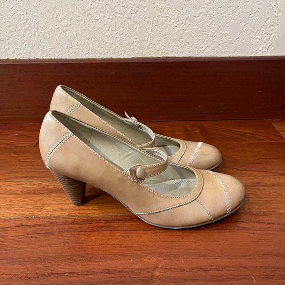 Aldo Shoes Aldo Champagnebeige Leather Mary Jane Heels Poshmark